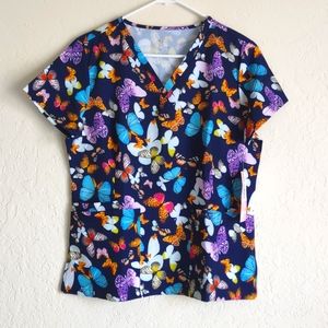 Butterflies Print Scrub Tops